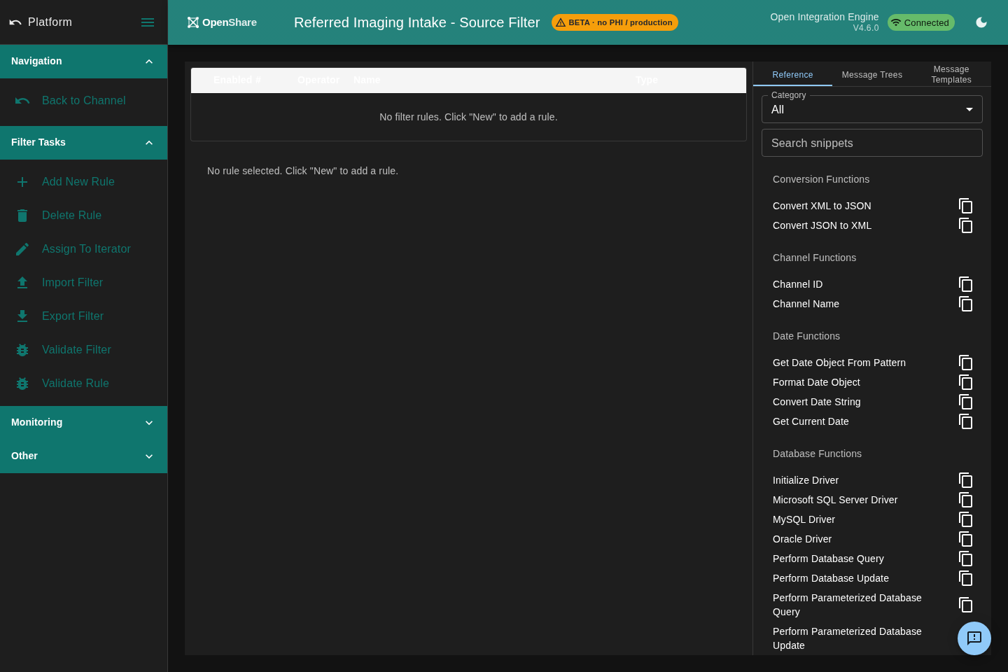 OpenShare Console filter and transformer editor