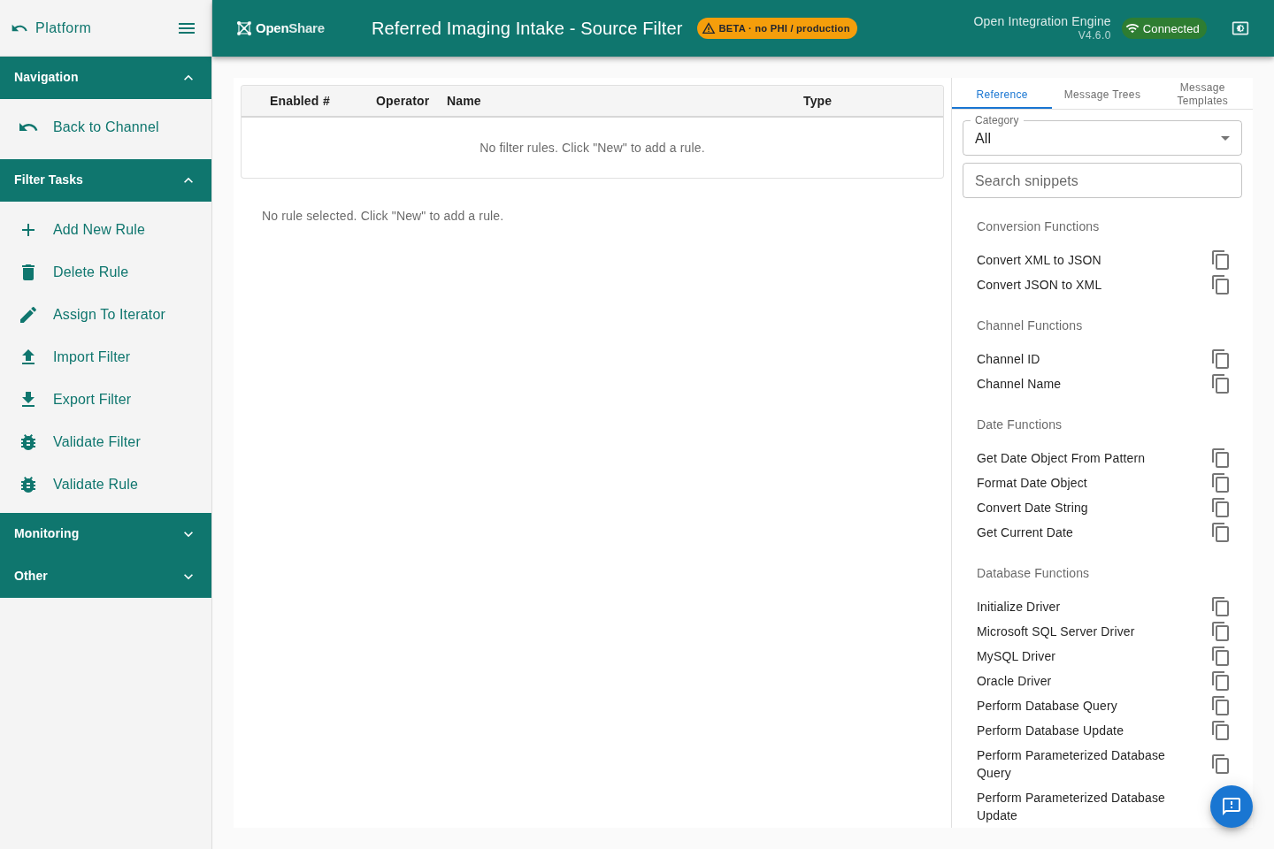 OpenShare Console filter and transformer editor
